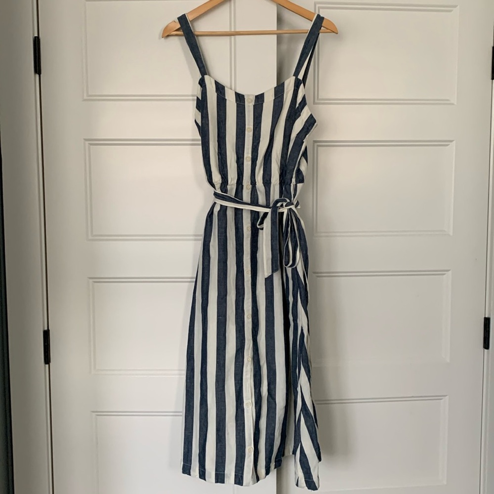 Pact blue and white stripe nautical inspired dress